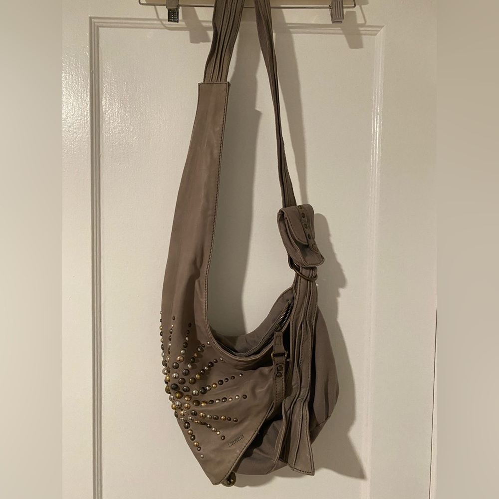Diesel leather canvas shoulder purse Crossbody sling New without tags grey gray